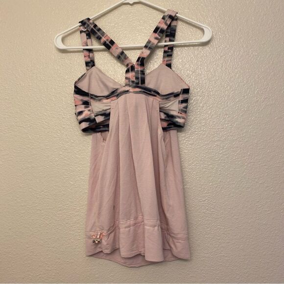 Lululemon blush Rest Less Tank Heathered Barely Pink Wamo Camo size 6 - Picture 3 of 11